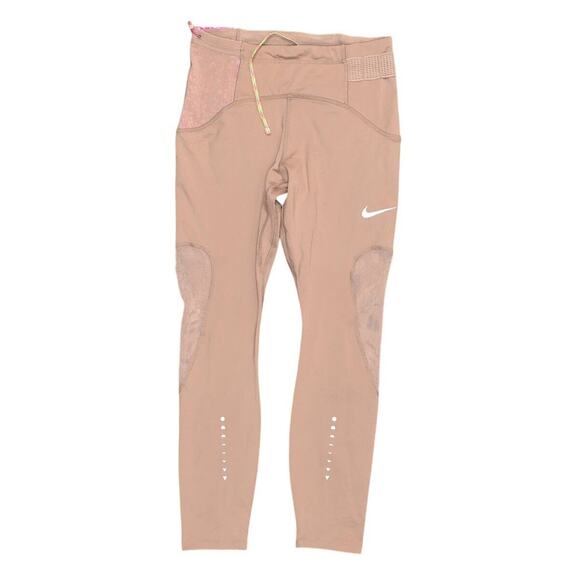 Nike Dri Fit Women's Beige Skinny Leggings M - Polyester Blend Pull On Solid - Picture 1 of 7